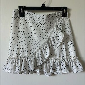 White and black Polkadot mini skirt
